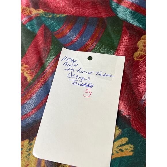 Vtg Upholstery Fabric 5 Yds Swag Tassels Trompe L'oeil Chintz Hollywood Regency - Picture 8 of 8